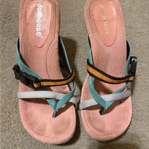 Dollhouse Women's Pink and Teal Sandals